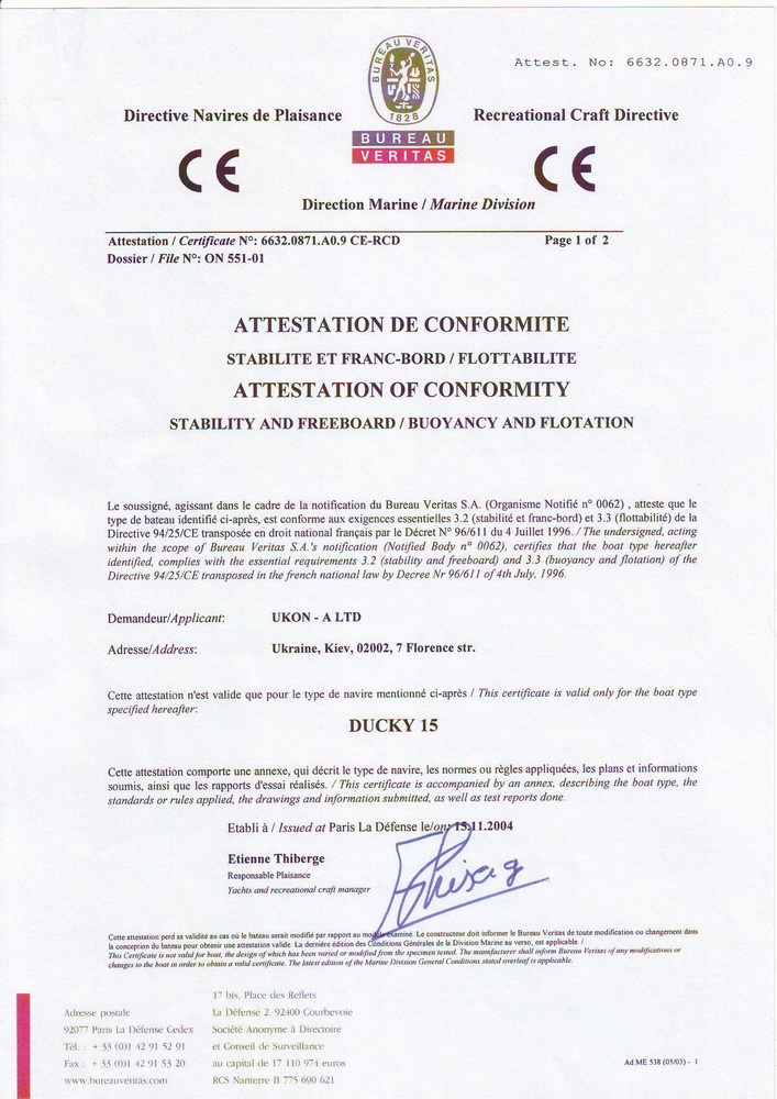Ducky 15 certificate